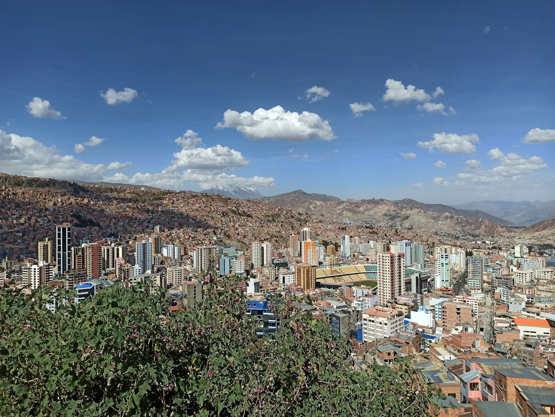 Panoramic view of La Paz, Bolivia, with high-rise buildings
